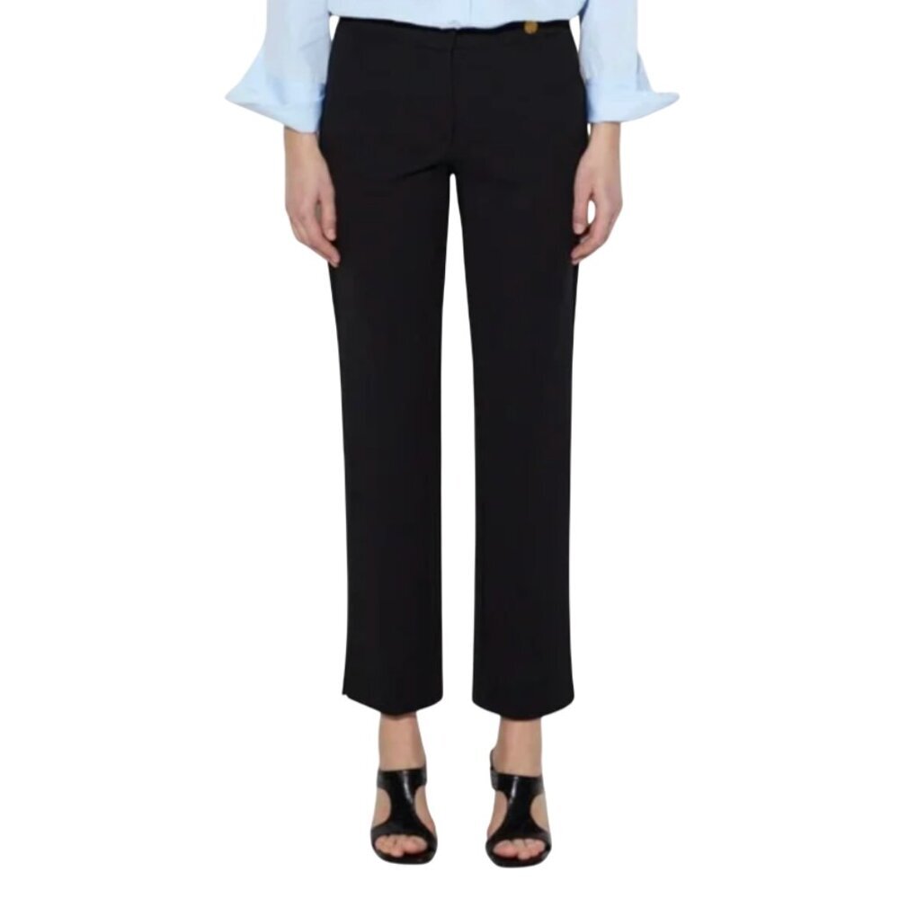 Callas Milano Charlotte Crepe Pants Womens 46 10 Black High Rise Flat Front